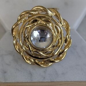 Elegant Gold-Tone Ring with Crystal Accent